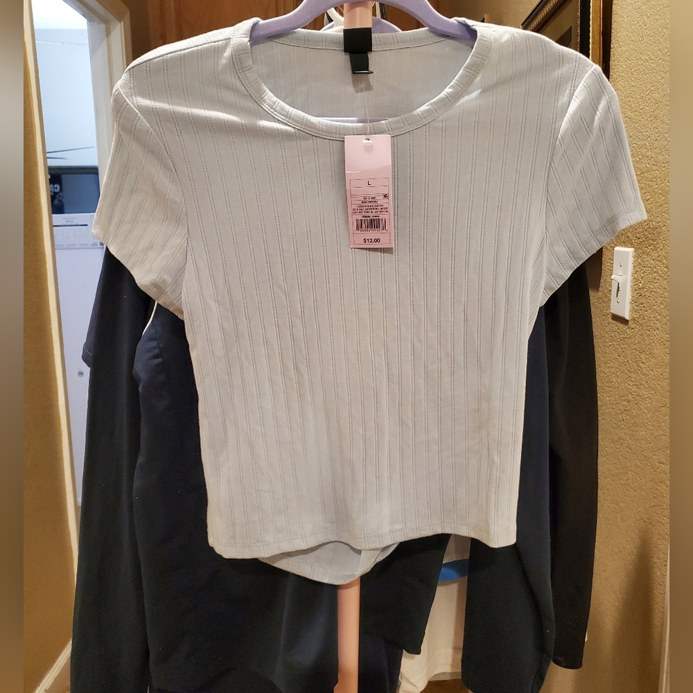 Women’s Light Blue Ribbed Short Sleeve Tee NWT
